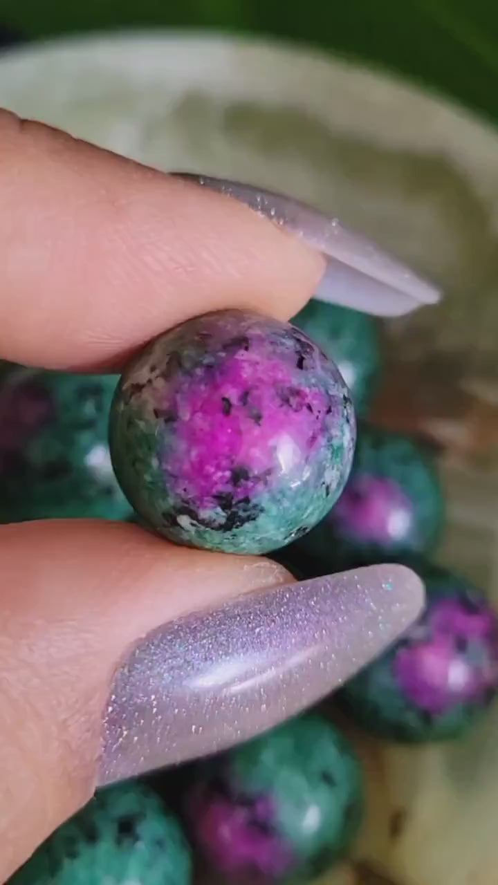 Mini Ruby Zoisite Sphere | UV Reactive | Birthday Christmas Party Gift Ideas | Arts Crafts Crystal Jewelry Wrapping | Griding | Home Decor