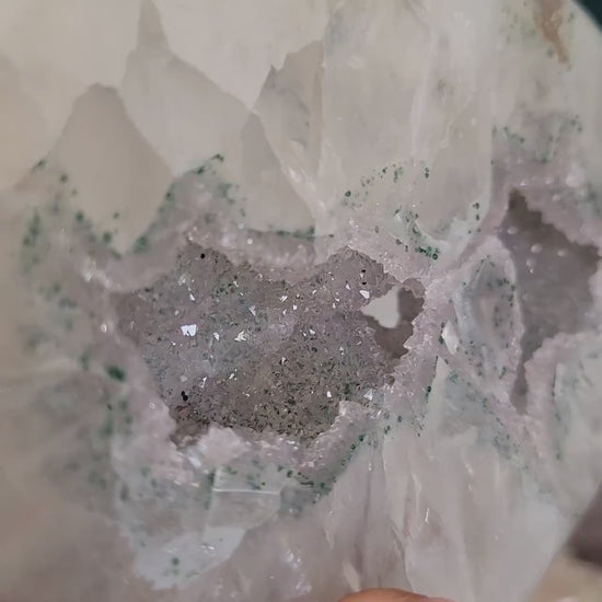 Stunning Druzy Agate Geode with Stand | Crystal Collector | Home Decor | Love You Gift | Statement Piece | 1. 3lbs