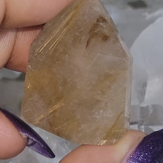 High Quality Golden Rutile and Lodolite Inclusion Quartz Crystal from Brazil | Crystal Collector | Water Clear | Gift Ideas | Gold