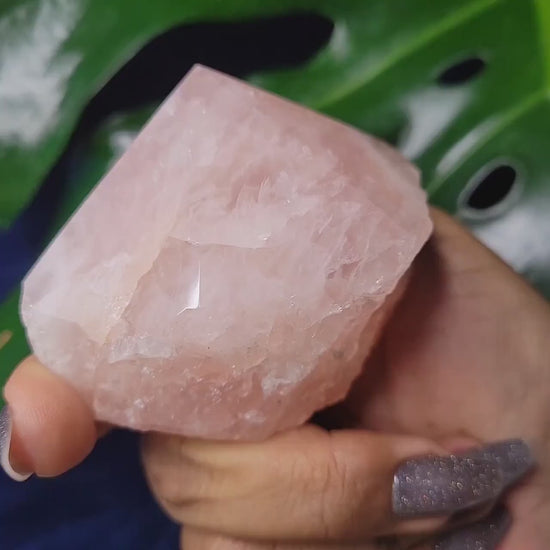 Rose Quartz Point from Brazil | HQ Half Polished 303g | Heart Chakra Meditation Tool | Birthday or Valentines Day Love Gift | Pastel Pink