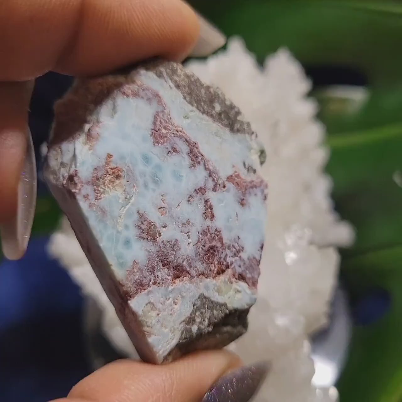 Gorgeous Larimar Crystal Slab - Dominican Republic - Blue - White - Ocean - Crystal Collector - Home Decor - Anniversary - Birthday - Gift