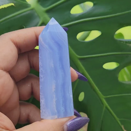 Beautiful Rare Blue Lace Agate Obelisk - Tower with beautiful banding.