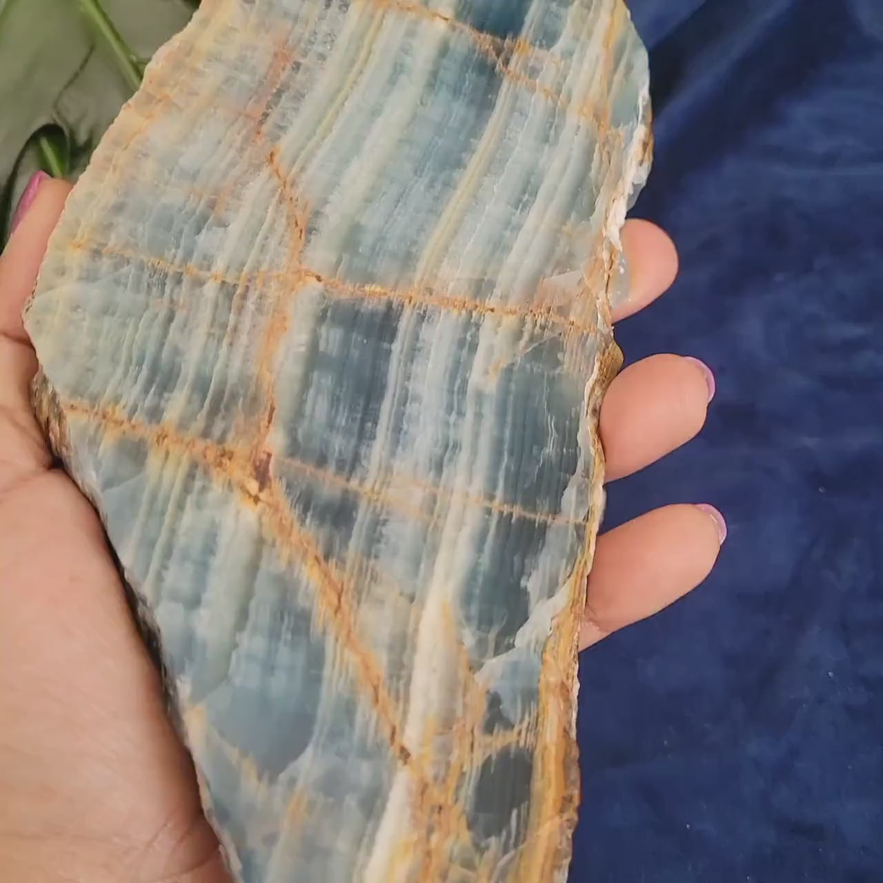 Gorgeous Uncommon Blue Onyx Slab with Stand | Crystal Collector | Home Decor | Gift Ideas | Grounding & Strength | Root Chakra | From Mexico