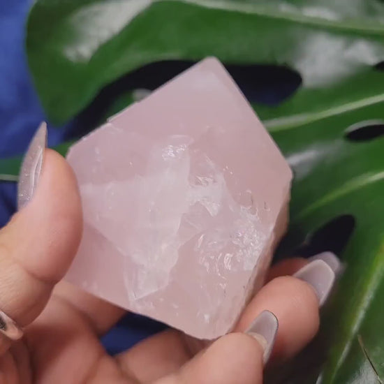 Rose Quartz Point from Brazil | HQ Half Polished 312g | Heart Chakra Meditation Tool | Birthday or Valentines Day Love Gift | Pastel Pink