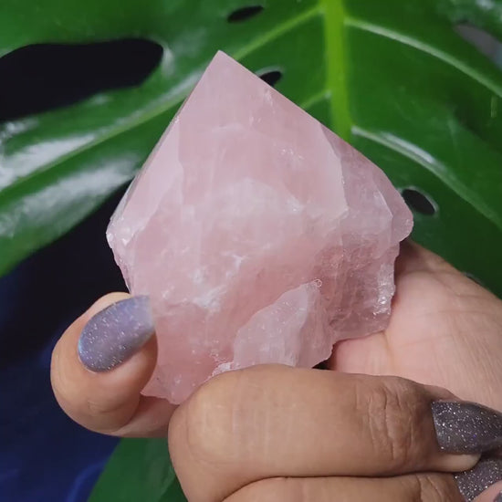 Rose Quartz Point from Brazil | HQ Half Polished 303g | Heart Chakra Meditation Tool | Birthday or Valentines Day Love Gift | Pastel Pink