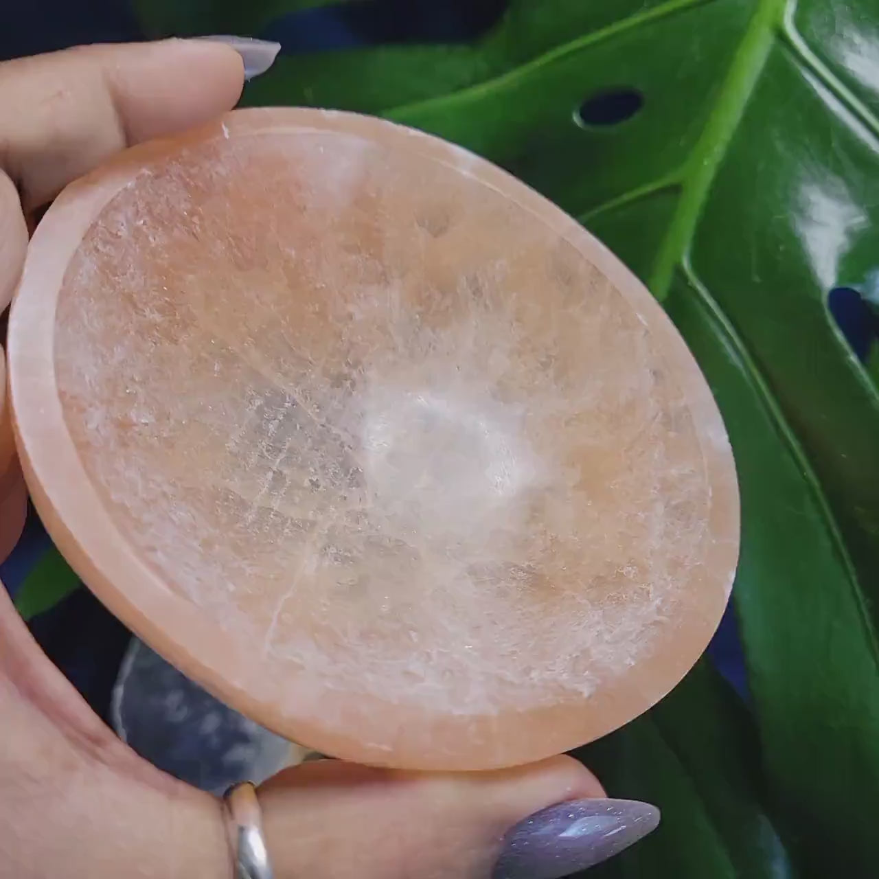 Beautiful Peach Selenite Crystal - Carved Circular Bowl -  Cleansing - Charging - Crystal Collector - Gift - Home Decor