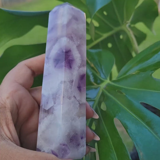 AAA Grade Purple Amethyst, Smoky Quartz with Golden Healer | Obelisk Tower | From Madagascar | Home Decor | Crystal Collector | Gift Ideas