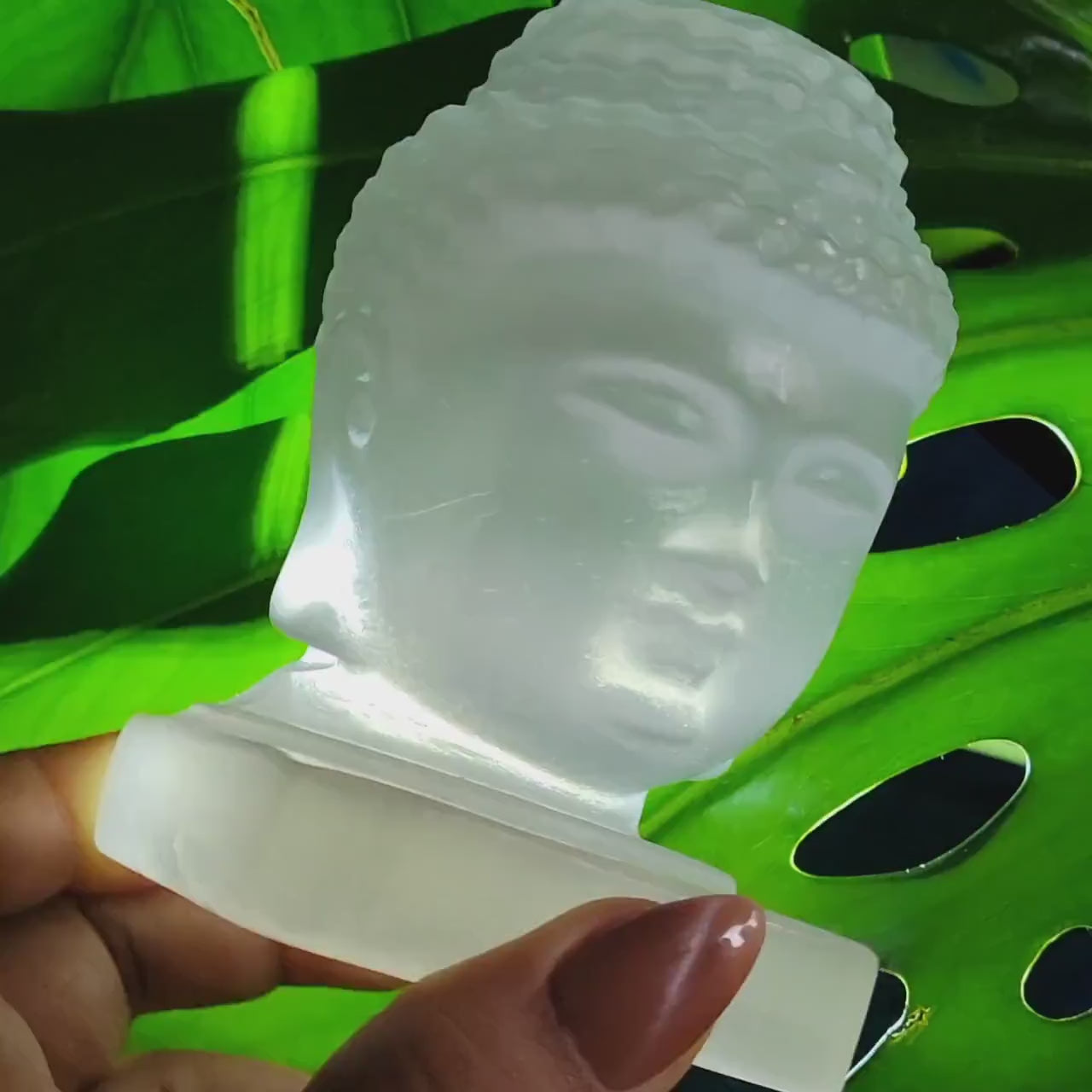 Selenite Buddha Head Crystal Carving|Space and Crystal Cleanser|Crystal Collector|Home Decor|Meditation|Gift ideas|Calming and Purifying