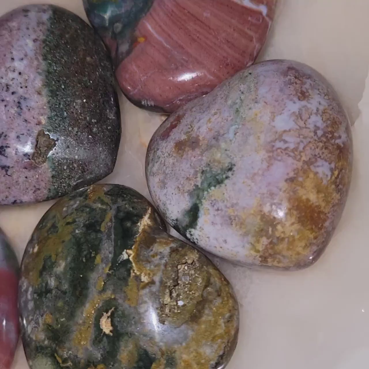 Ocean Jasper Carved Crystal Hearts from Madagascar | Birthday Anniversary Christmas Love Gift Ideas | Crystal Carvings | Your Pick