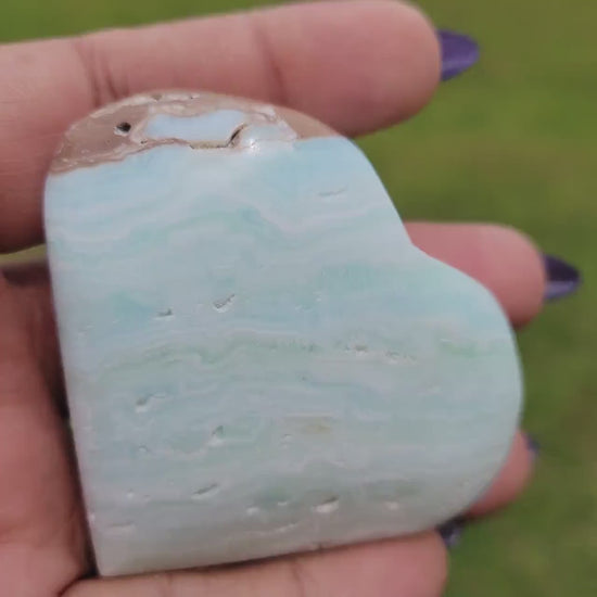 Beautiful Caribbean Calcite Heart Carving | Crystal Collector | Vibrant Beachy Colors with Clam Energy |Birthday or Valentines Day Love Gift
