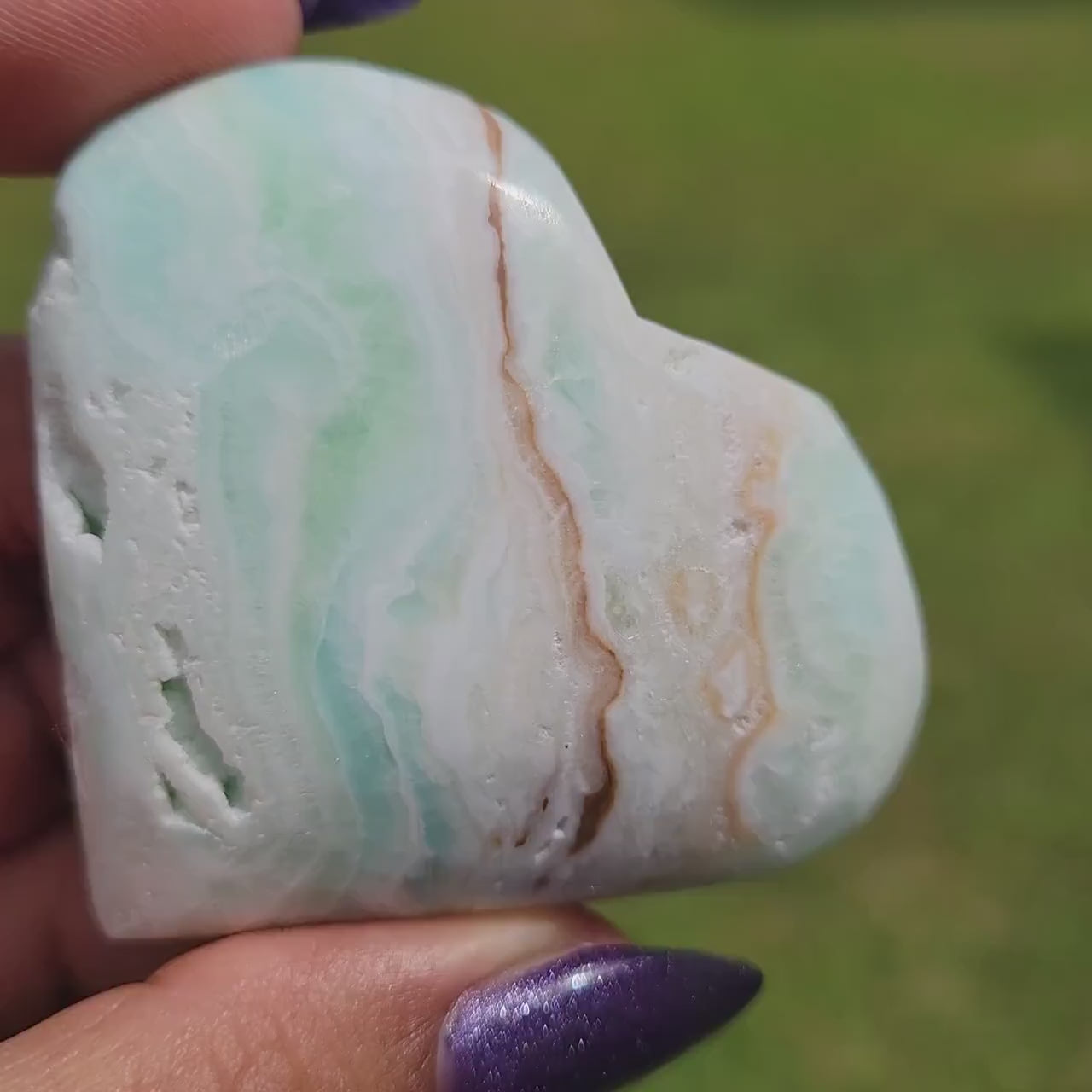 Beautiful Caribbean Calcite Heart Carving | Crystal Collector | Vibrant Beachy Colors with Clam Energy |Birthday or Valentines Day Love Gift