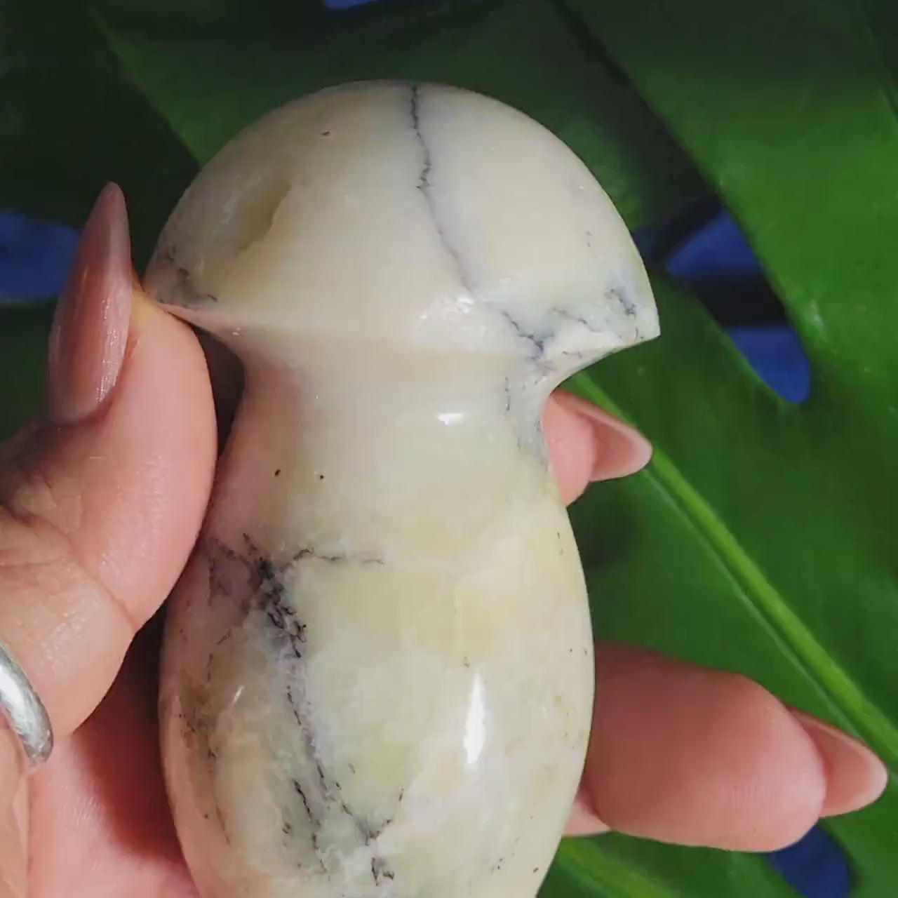 Green Dendritic Opal Carved Mushroom | Magical Mushies | Fairy Garden | Crystal Collector | Birthday Christmas Gift Ideas
