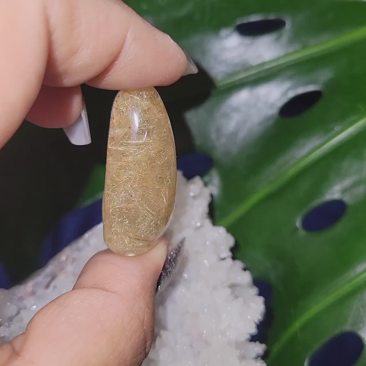 AAA Grade Stunning Clear Quartz Crystal with Gold Rutile Inclusions - Teardrop Shaped - Collectors Piece -  Jewelry Gift Ideas - 17 grams