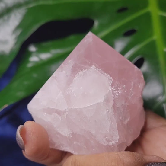 Rose Quartz Point from Brazil | HQ Half Polished 272g | Heart Chakra Meditation Tool | Birthday or Valentines Day Love Gift | Pastel Pink