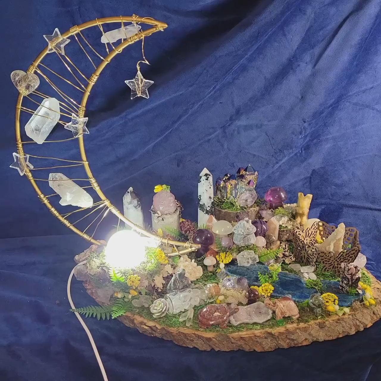 The Enchanted Forest | Lunas Fairy Village | Handmade with authentic Crystals | 3.5lbs | Arts & Crafts |Birthday Anniversary Christmas Gift