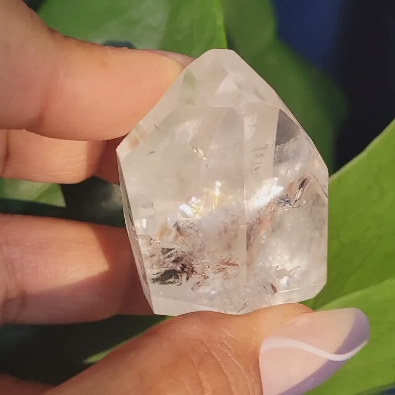 Stunning High Quality Polished Lemurian Water Clear Quartz Crystal Point with Rainbows - Home Decor - Collectors Piece - 62grams
