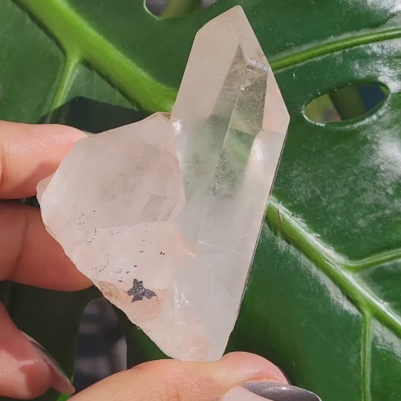 RARE Stunning Pink Himalayan Quartz Cluster from the Himalayan Mountains | Black Hematite Inclusion | Crystal Collector | Gift | Home Decor